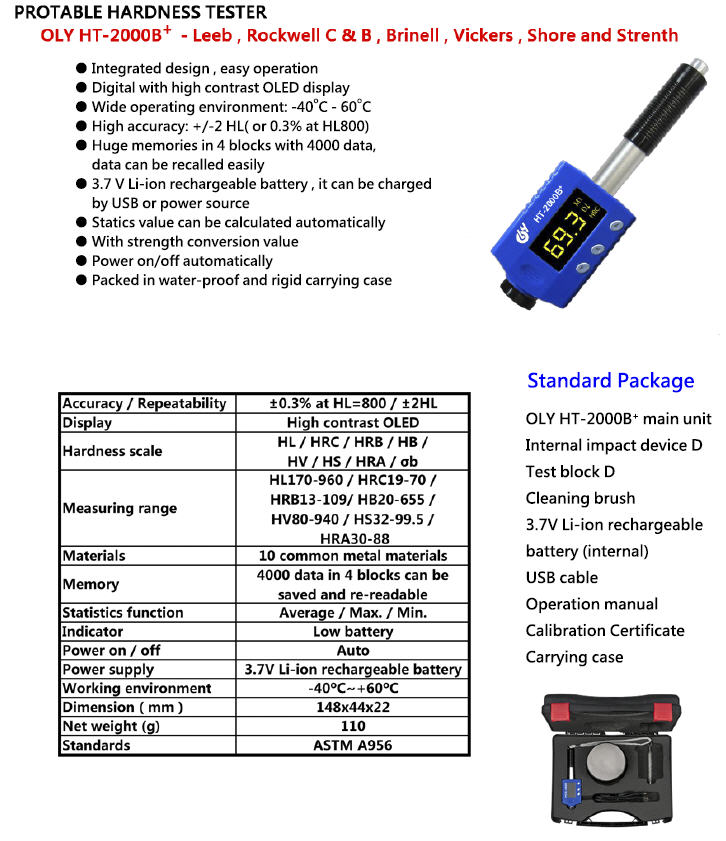 Leeb Hardness Tester HT-2000B+